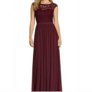 David's Bridal Burgundy Maxi Dress Size 4